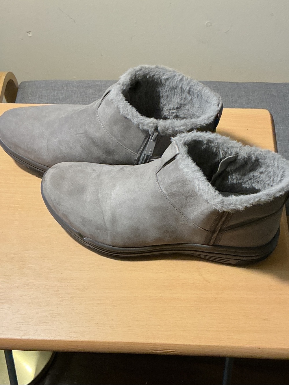 Ryka Women's Gray Suede-Look Faux-Fur Ankle Boots